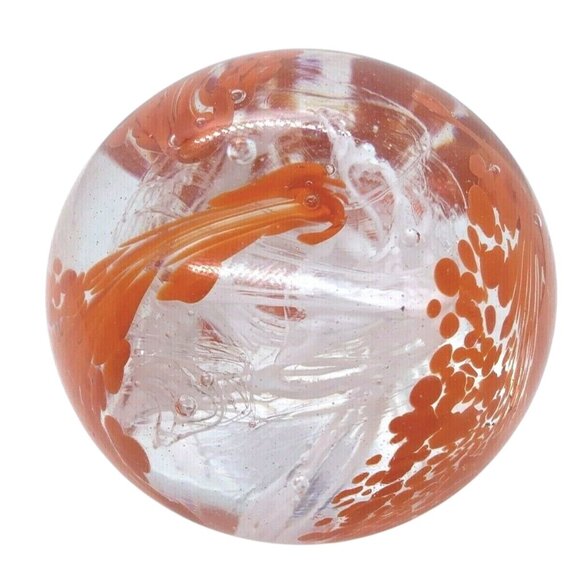 Red & White Ribbon Dragon? Globe Art Glass Paperweight Vintage - Picture 5 of 12